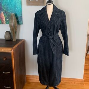 Vintage Pinstriped Denim Coat Dress, Sz M